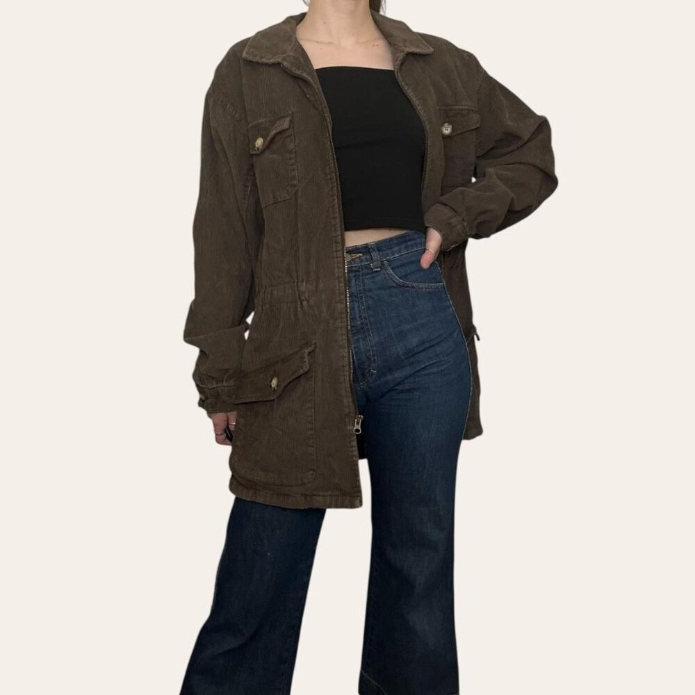 Merona 90s/2000s vintage brown corduroy utility jacket - large